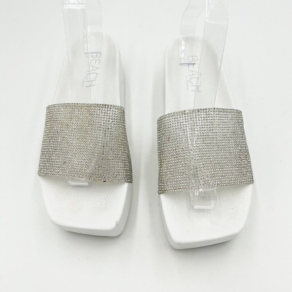 BEACH by Matisse Retreat Platform Womens White Sandals Rhinestone Size 8M